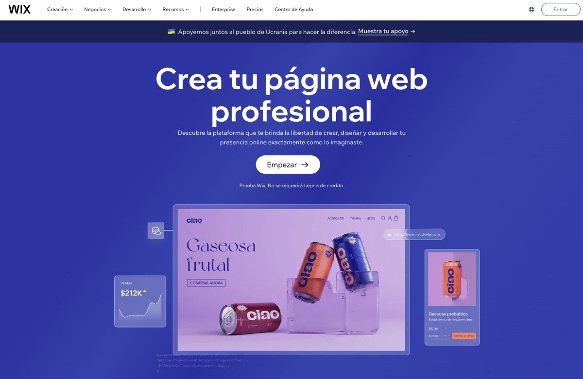 Captura de pantalla de Wix, el creador de páginas web líder mundial Wix - Creador de páginas web líder mundial