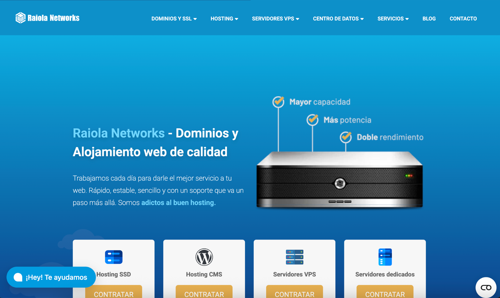 Captura de pantalla del panel de control de Raiola Networks - Hosting barato Panel de control de Raiola Networks
