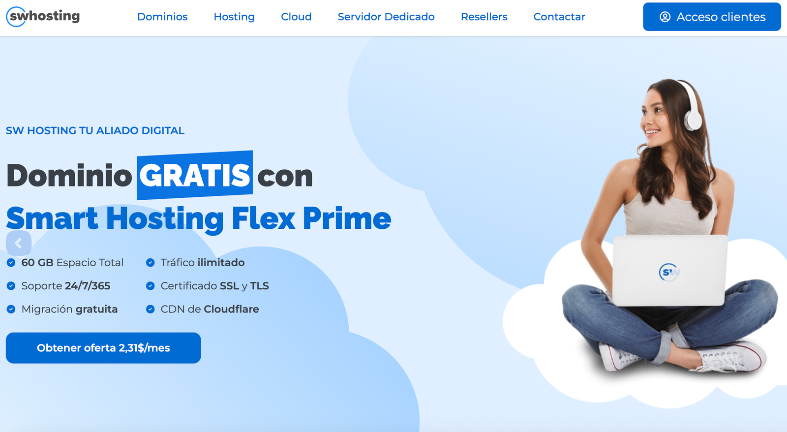 Captura de pantalla del panel de control de SW Hosting - Hosting barato Panel de control de SW Hosting